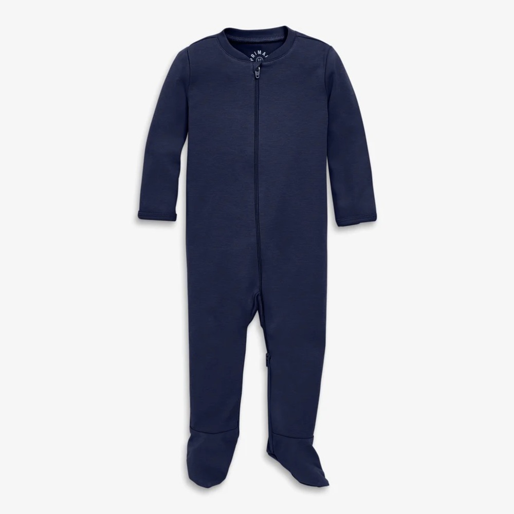 Primary zip footie- color navy